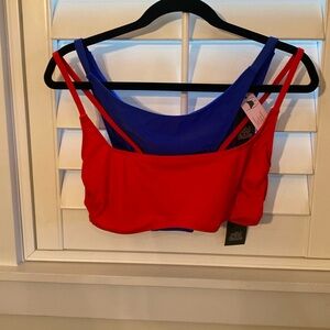 Red and blue bathing suit